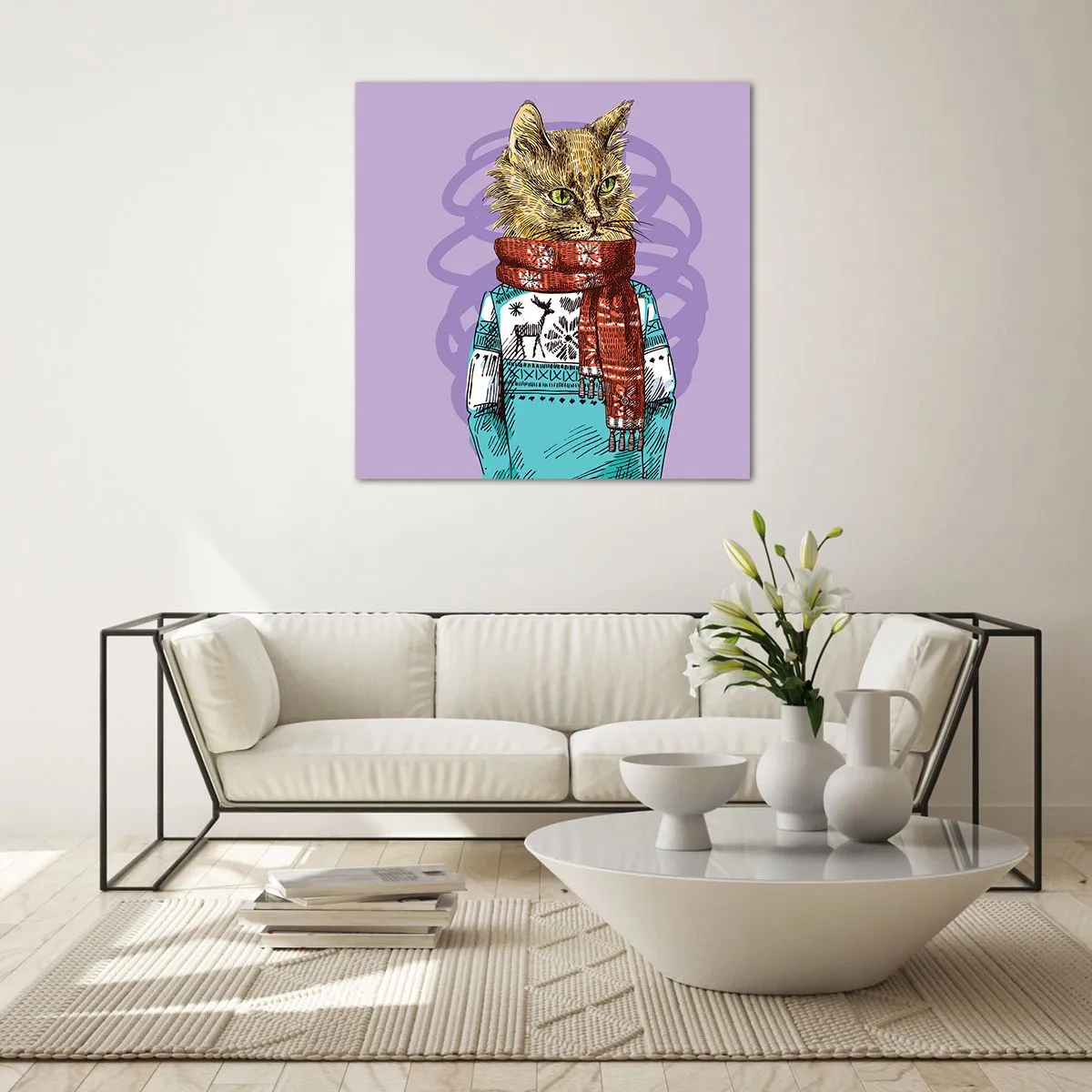 Cuadro sobre vidrio - Impresiones sobre Vidrio - El gato no solo tenía botas - 30x30 cm