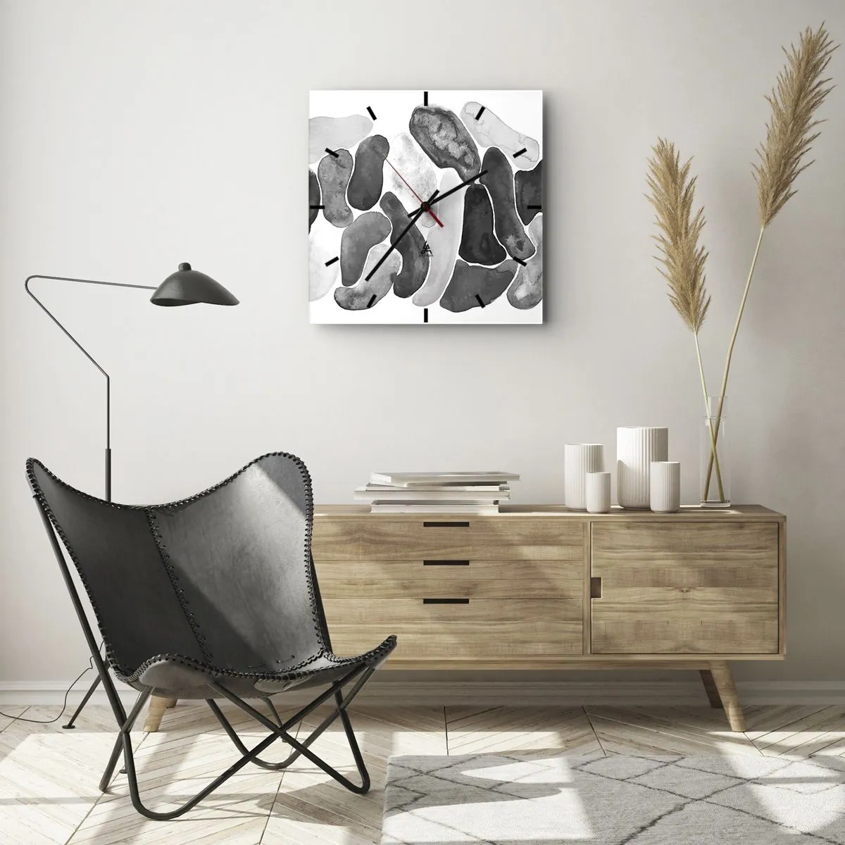 Reloj de pared - Reloj de vidrio - Abstracción pétrea - 40x40 cm