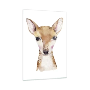 Cuadro sobre vidrio - Impresiones sobre Vidrio - Retrato en acuarela de un corzo joven sobre un fondo blanco - 80x120cm - La naturaleza de la inocencia - Decoración de pared moderna para salón y dormitorio ARTTOR