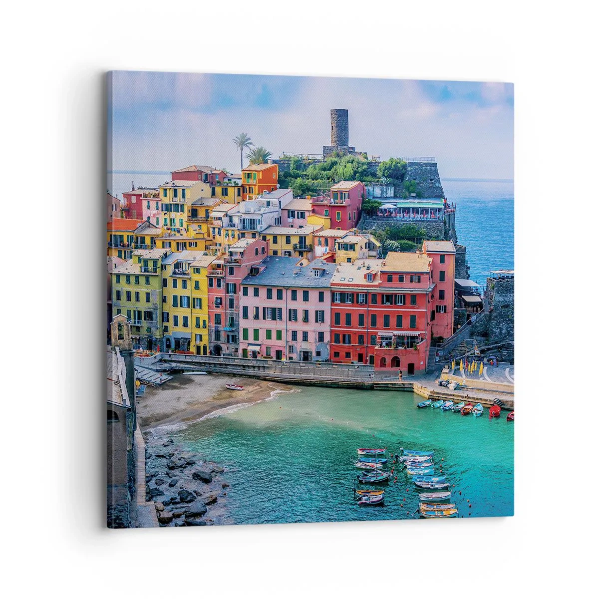 Cuadro sobre lienzo - Impresión de Imagen - Pueblo mágico del Mediterráneo - 70x70 cm