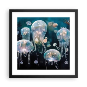 Póster en marco negro - Globos submarinos - 40x40 cm