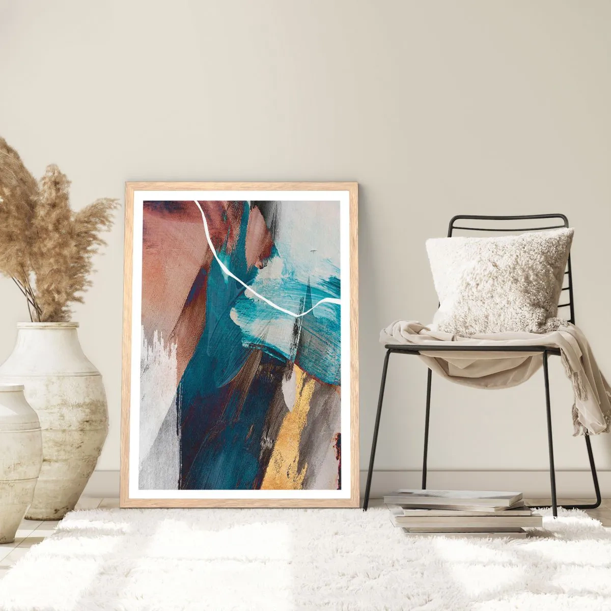 Póster en marco roble claro - Con estilo y energía - 40x50 cm