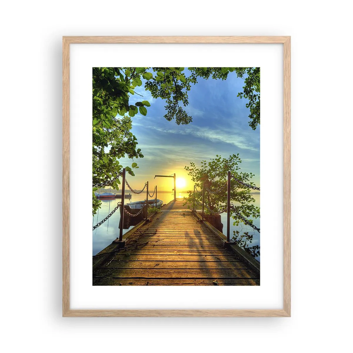 Póster en marco roble claro - Atardecer junto al agua - 40x50 cm