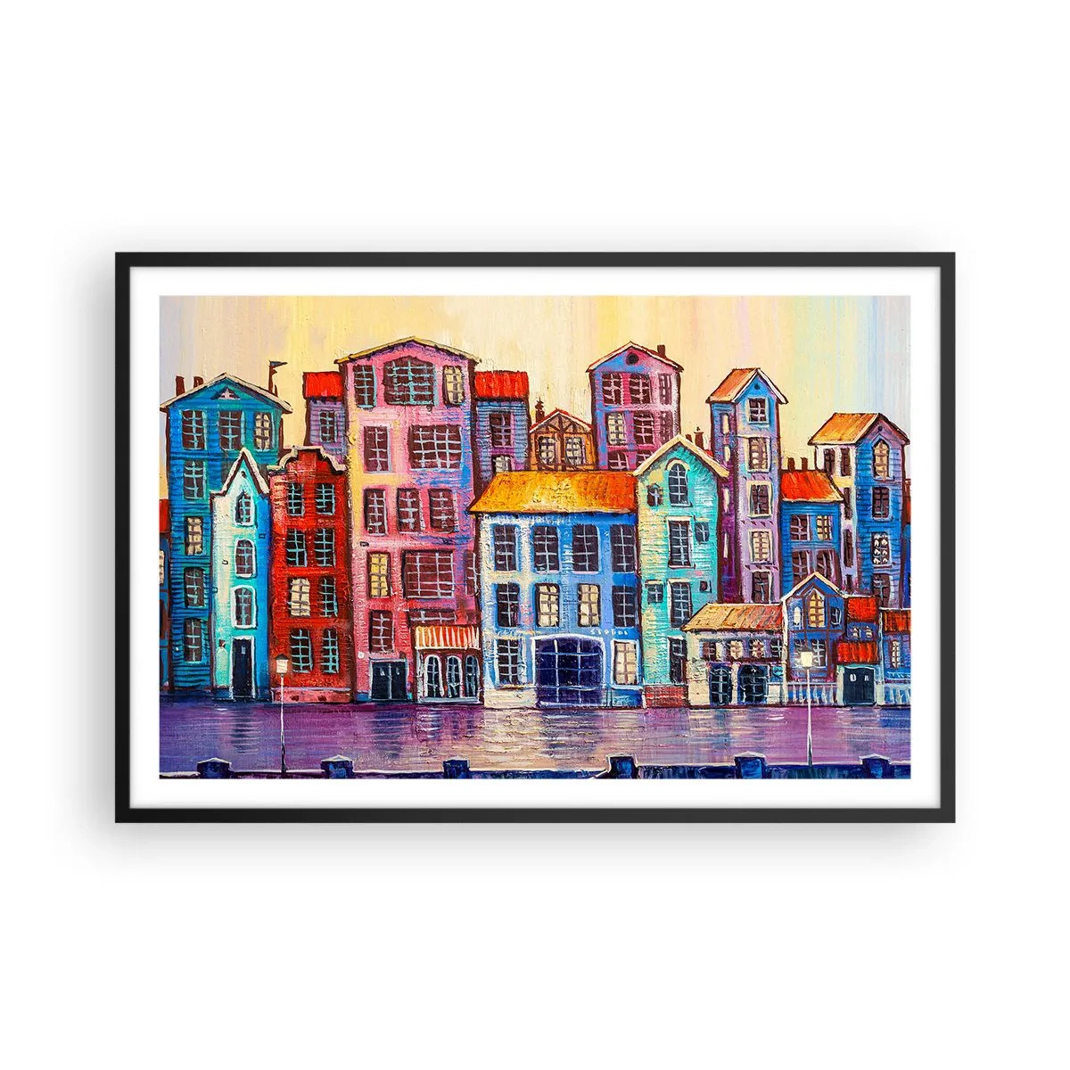 Póster en marco negro - Una ciudad como un cuento de hadas - 91x61 cm