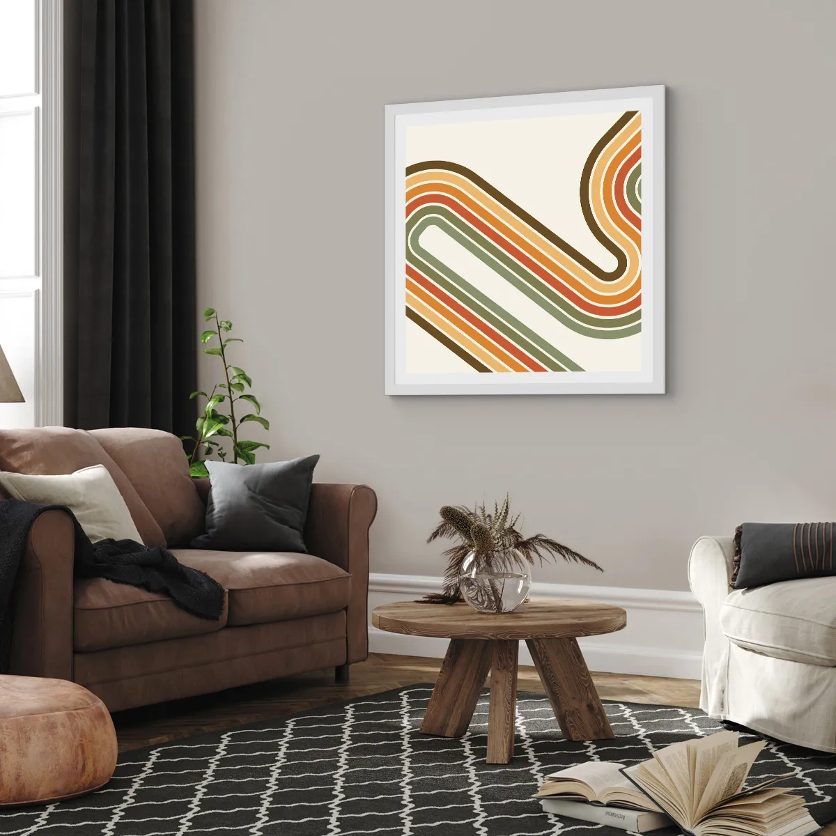 Póster en marco blanco - Zigzagueando hasta su destino - 40x40 cm