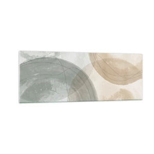 Cuadro sobre vidrio - Impresiones sobre Vidrio - Composición abstracta en colores pastel con líneas. - 140x50cm - Mundos que se entrecruzan - Decoración de pared moderna para salón y dormitorio ARTTOR