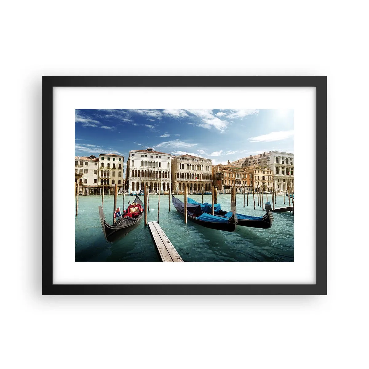 Póster en marco negro - Palacios en azul - 40x30 cm
