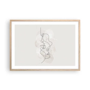 Póster en marco roble claro - En un abrazo - 70x50 cm