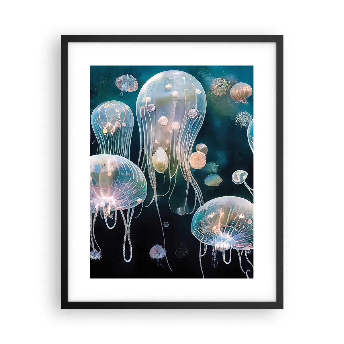 Póster en marco negro - Globos submarinos - 40x50 cm