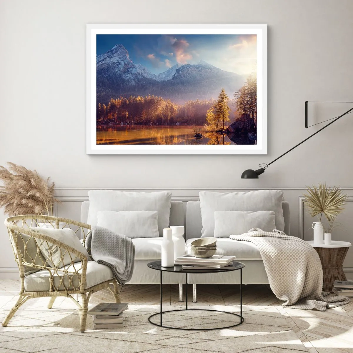 Póster en marco blanco - Entre las montañas y los valles - 40x30 cm