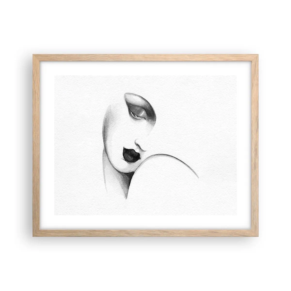 Póster en marco roble claro - Pensativa - 50x40 cm