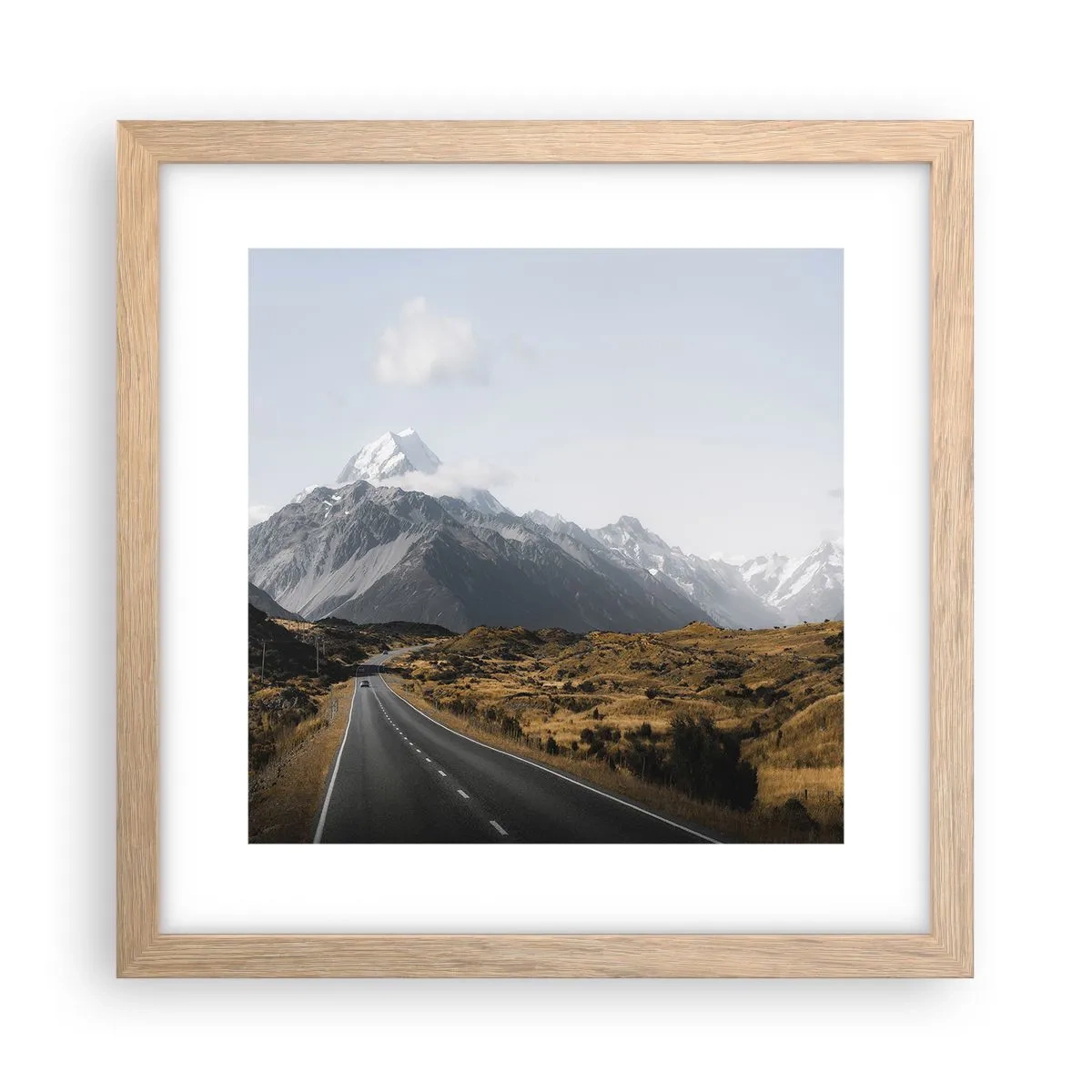 Póster en marco roble claro - El camino al corazón de las montañas - 30x30 cm