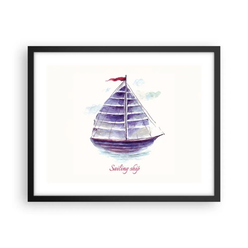 Póster en marco negro - Velas izadas y aguas tranquilas - 50x40 cm
