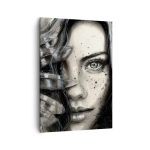 Cuadro sobre lienzo - Impresión de Imagen - Retrato artístico de una mujer con detalles abstractos. - 50x70cm - Belleza salvaje - Decoración de pared moderna para salón y dormitorio ARTTOR
