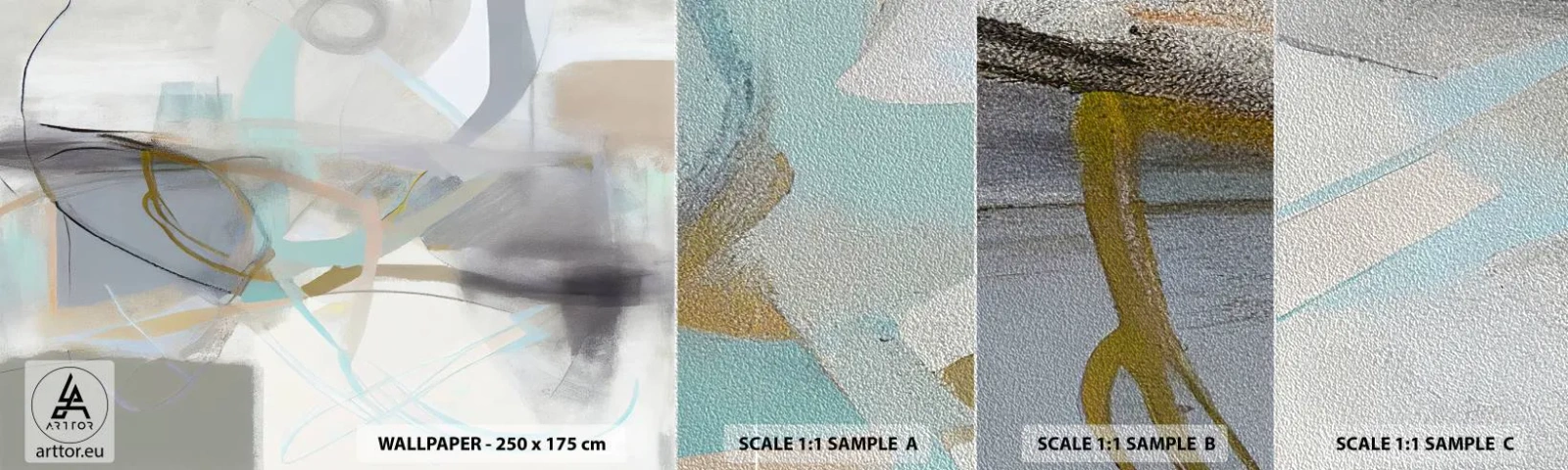 Muestra de fotomural Premium Sand - Abstracción brumosa - Abstracción, Pedazo, Brillante - 100x30 cm