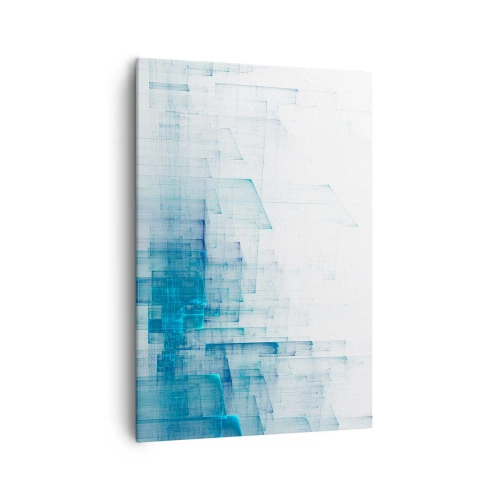 Cuadro sobre lienzo - Impresión de Imagen - Formas geométricas abstractas en tonos azules - 70x100cm - Cómo se hizo el espacio - Decoración de pared moderna para salón y dormitorio ARTTOR