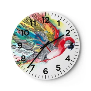 Reloj de pared - Reloj de vidrio - Vivir con colorido - 30x30 cm