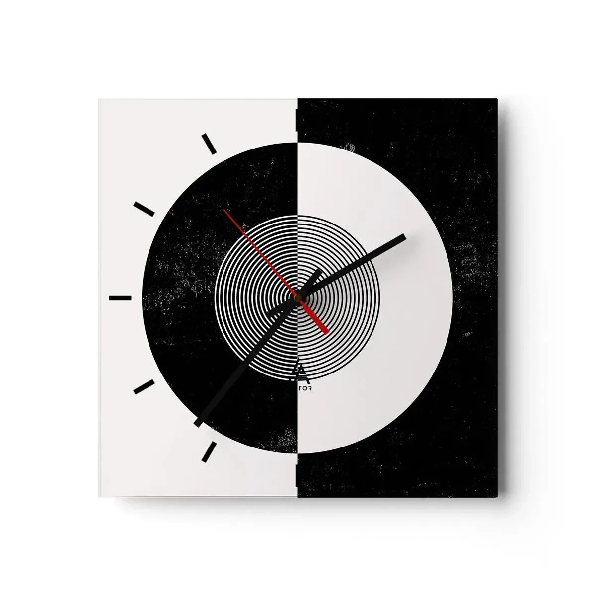 Reloj de pared - Reloj de vidrio - Patrón gráfico en blanco y negro contrastante - 30x30cm - Armonía en blanco y negro - Decoración de pared moderna para salón y dormitorio ARTTOR