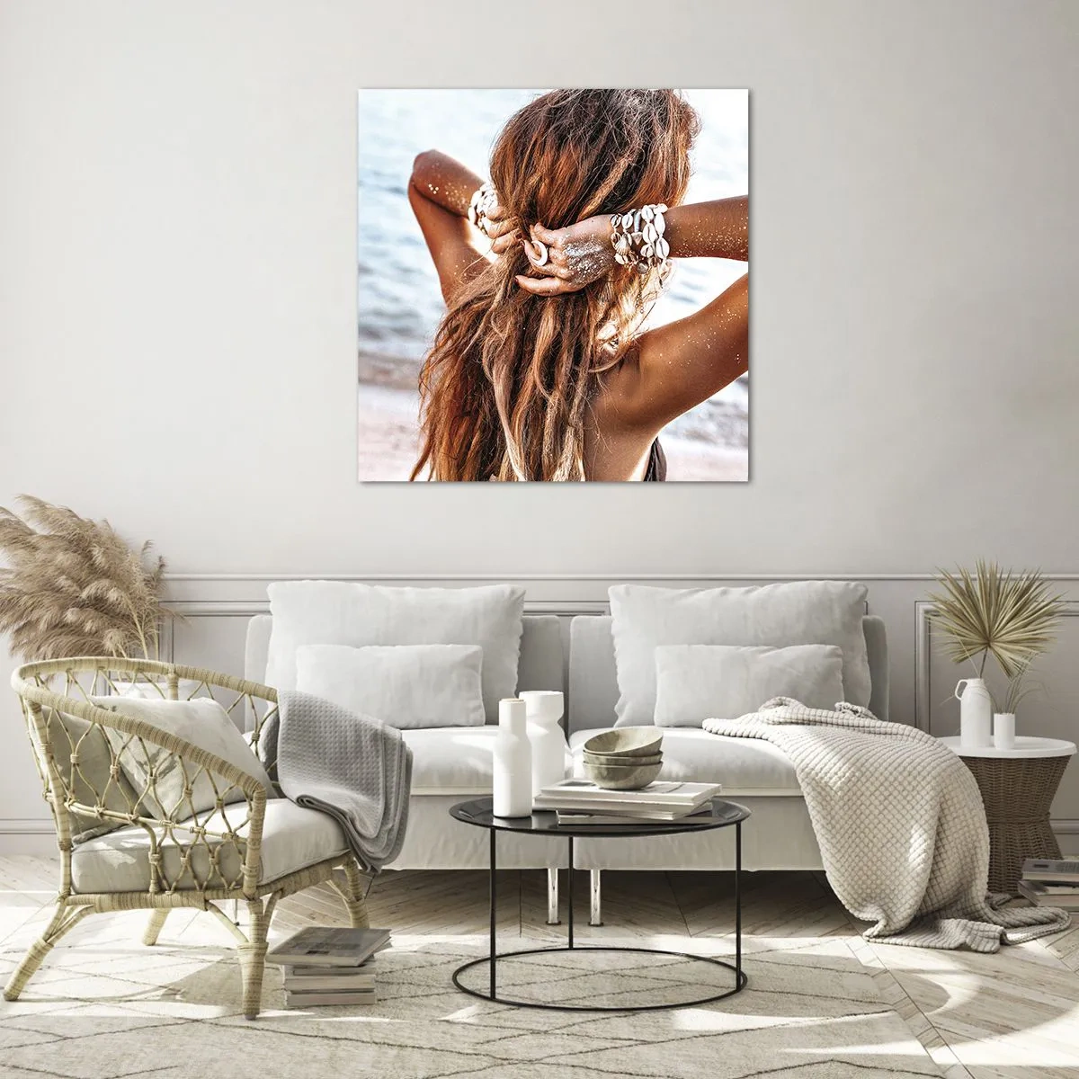 Cuadro sobre vidrio - Impresiones sobre Vidrio - Hermanada con el agua y el sol - 50x50 cm