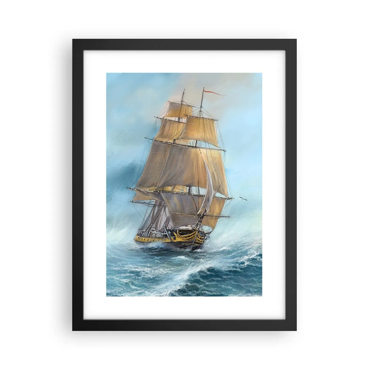 Póster en marco negro - Surcando las olas - 30x40 cm