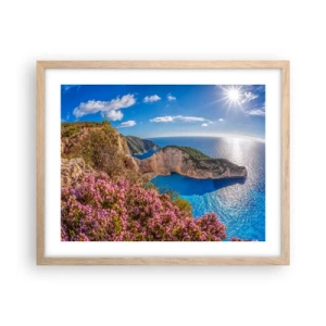 Póster en marco roble claro - Mis grandes vacaciones en Grecia - 50x40 cm
