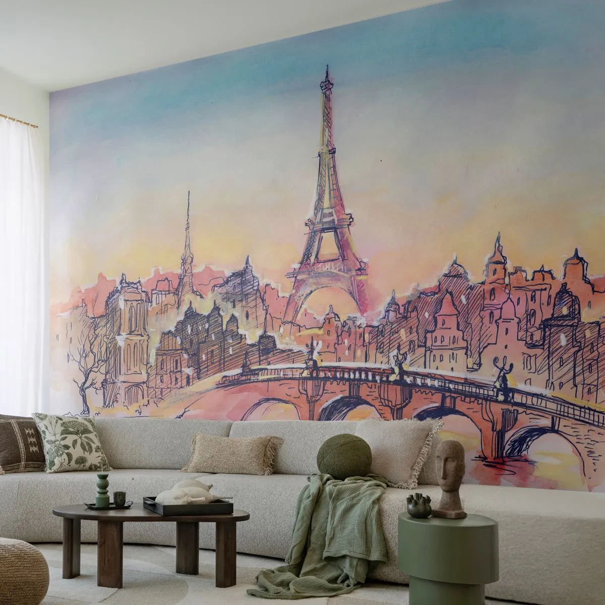 Fotomural Autadhesivo Deluxe Sticker - Única en el mundo - Ciudad, Torre Eiffel, París - 350x256 cm