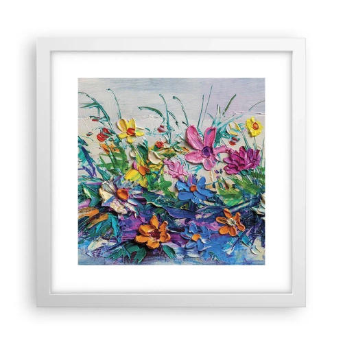 Póster en marco blanco - La energía de las flores - 30x30 cm