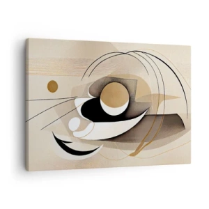 Cuadro sobre lienzo - Impresión de Imagen - Composición abstracta en tonos beige y negro. - 70x50cm - Composición: la esencia de las cosas - Decoración de pared moderna para salón y dormitorio ARTTOR
