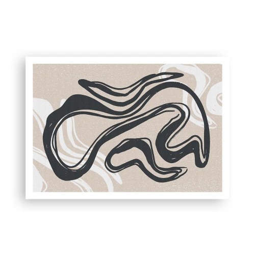 Póster - Líneas abstractas en tonos oscuros sobre un fondo beige. - 100x70cm - Expresión multiplicada - Decoración de pared moderna para salón y dormitorio ARTTOR