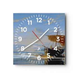 Reloj de pared - Reloj de vidrio - Agua, tierra, aire - 30x30 cm