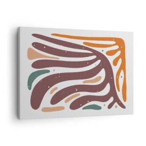 Cuadro sobre lienzo - Impresión de Imagen - Patrón orgánico con líneas radiantes en tonos cálidos. - 70x50cm - Composición orgánica - Decoración de pared moderna para salón y dormitorio ARTTOR