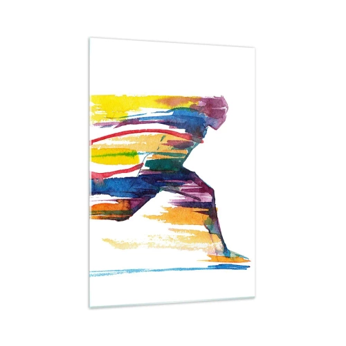 Cuadro sobre vidrio - Impresiones sobre Vidrio - Un corredor en colores abstractos que simboliza dinamismo y energía. - 70x100cm - Corre a través del arco iris - Decoración de pared moderna para salón y dormitorio ARTTOR