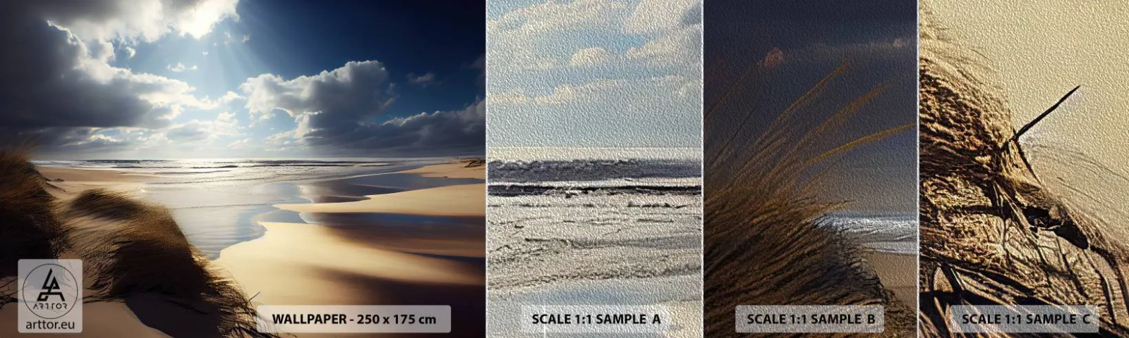 Muestra de fotomural Premium Sand - Playa, playa salvaje - Playa, Mar, Dunas - 100x30 cm