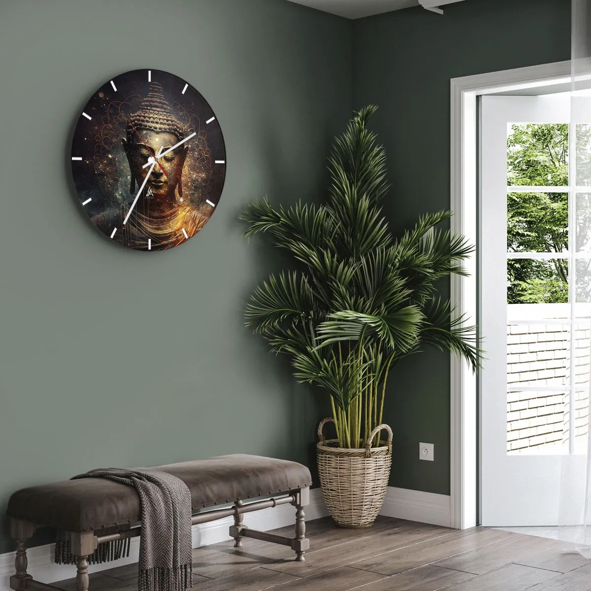 Reloj de pared - Reloj de vidrio - Equilibrio espiritual - 30x30 cm