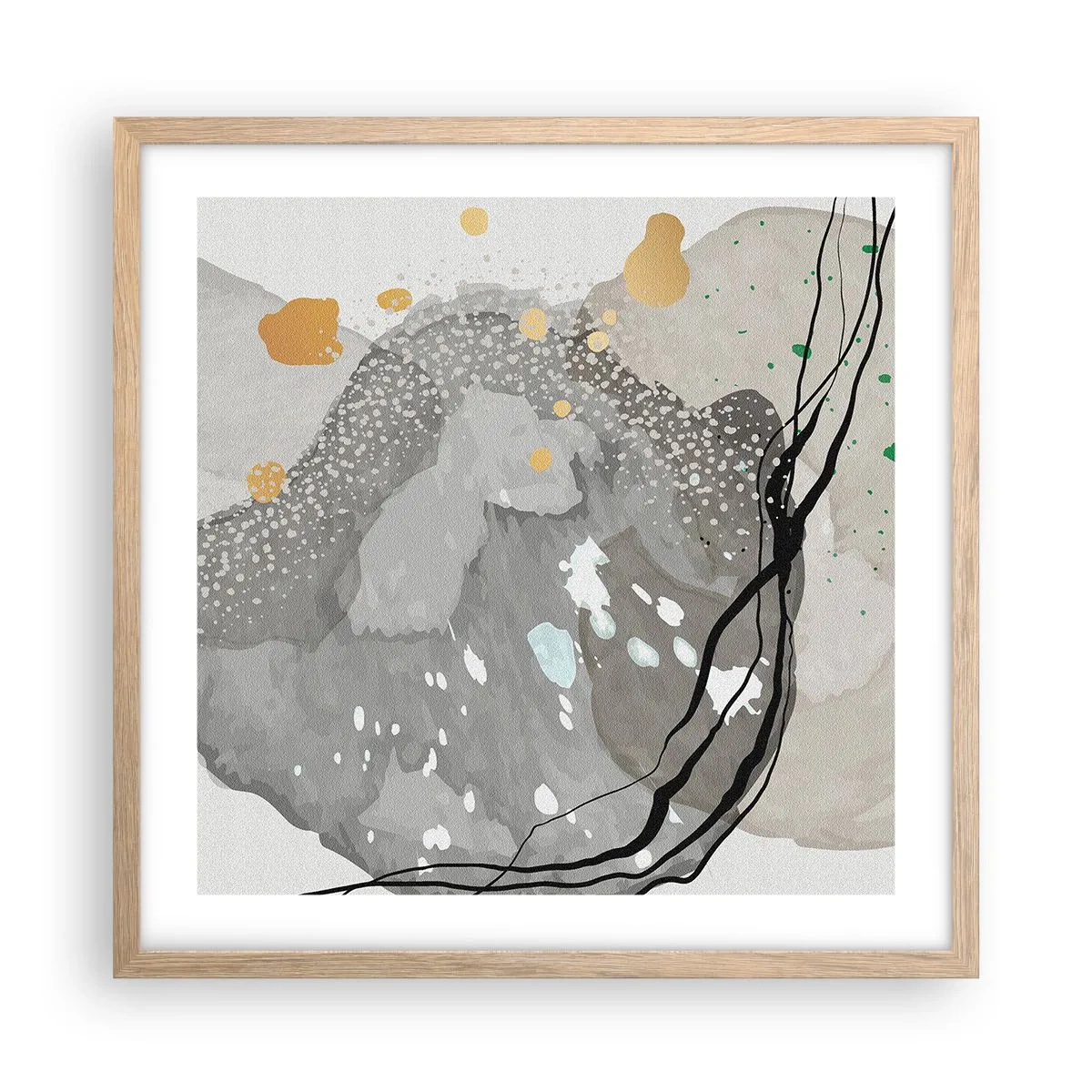 Póster en marco roble claro - Composición orgánica - 50x50 cm