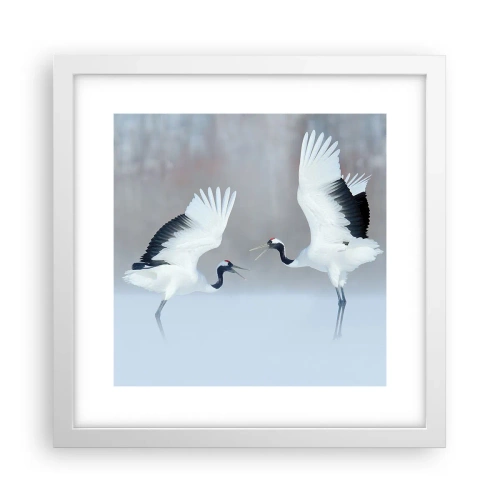 Póster en marco blanco - Danza en la niebla - 30x30 cm