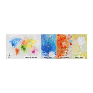 Muestra de fotomural Premium Canvas - Todos los colores del mundo - Mapa del mundo, Continentes, Viajes - 100x30 cm