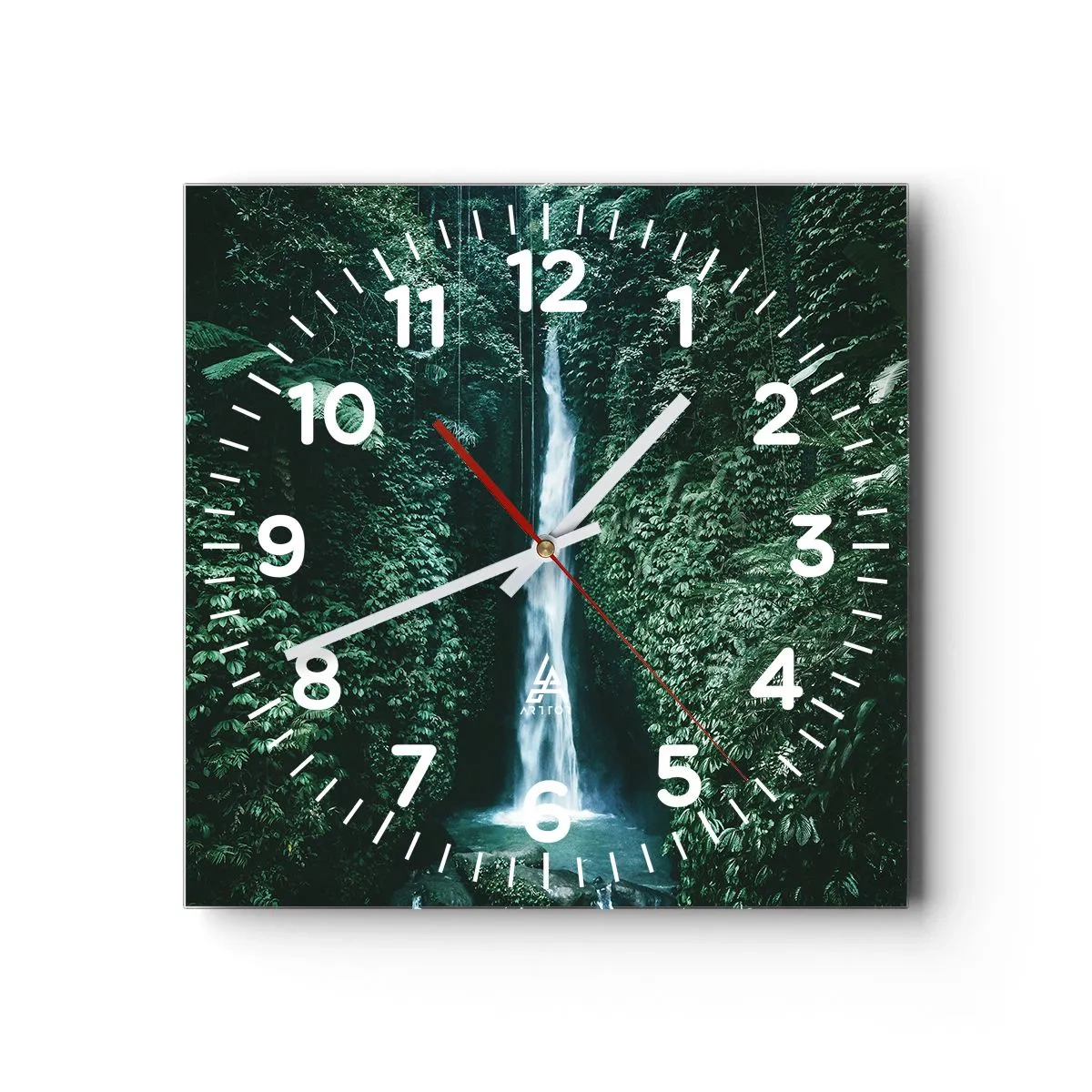 Reloj de pared - Reloj de vidrio - Balneario tropical - 40x40 cm