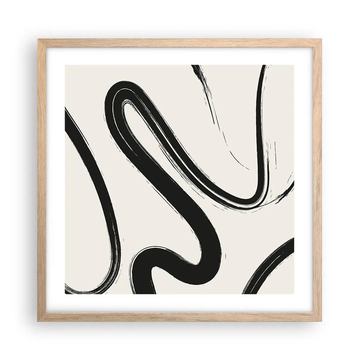 Póster en marco roble claro - Fantasía en blanco y negro - 50x50 cm