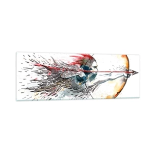 Cuadro sobre vidrio - Impresiones sobre Vidrio - Guerrero mítico con arco de fuego - 90x30 cm