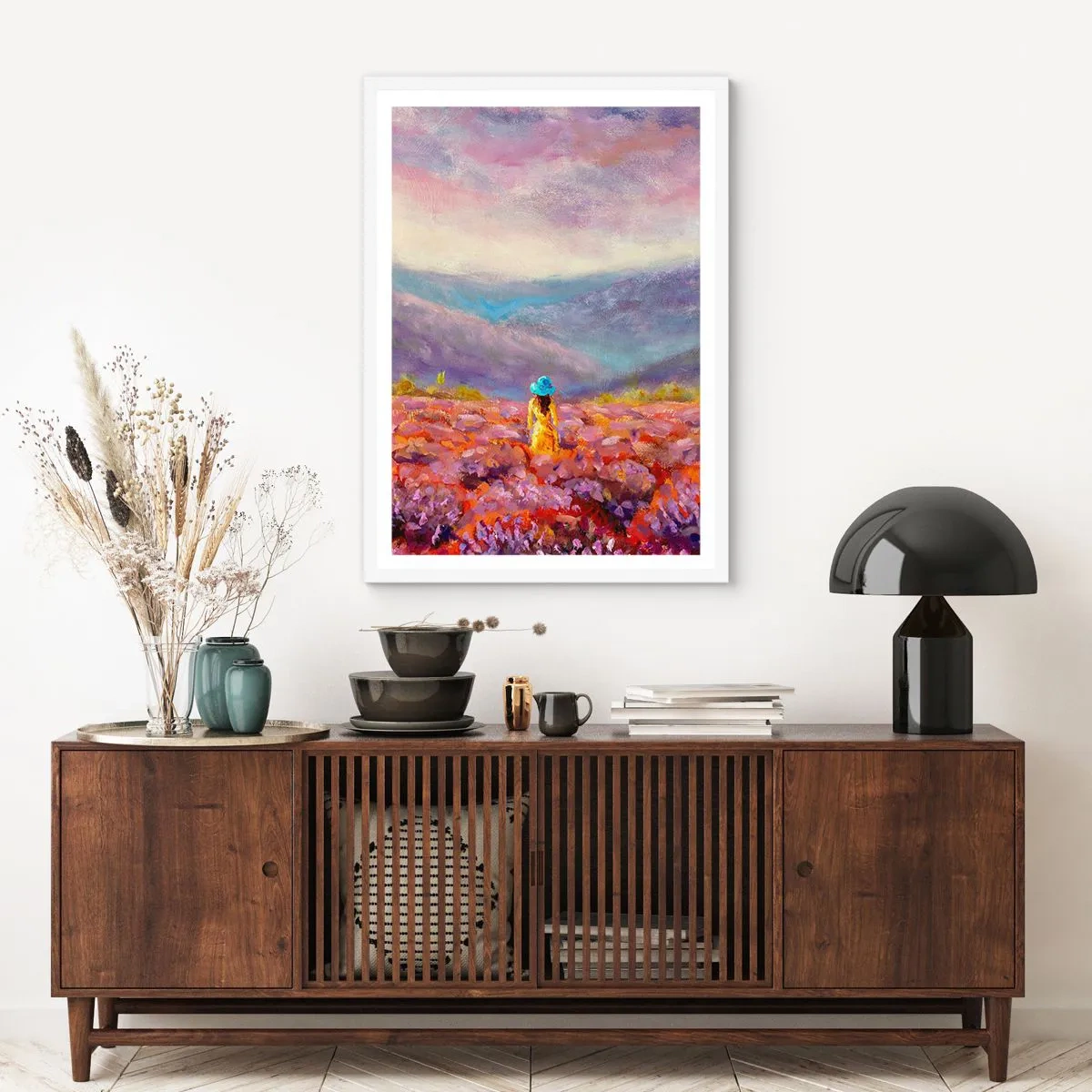 Póster en marco blanco - En un mundo de lavanda - 70x100 cm