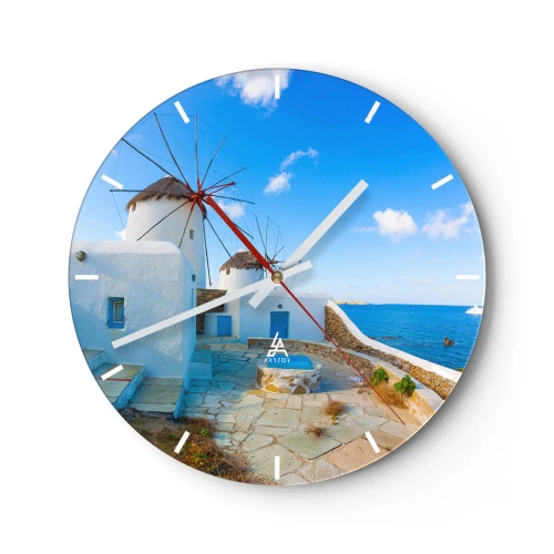 Reloj de pared - Reloj de vidrio - Viento azul marino - 40x40 cm