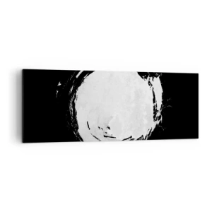Cuadro sobre lienzo - Impresión de Imagen - Un círculo blanco sobre un fondo negro en estilo minimalista. - 140x50cm - La buena salida - Decoración de pared moderna para salón y dormitorio ARTTOR