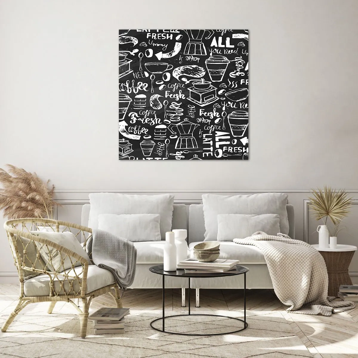 Cuadro sobre vidrio - Impresiones sobre Vidrio - All you need is… - 70x70 cm