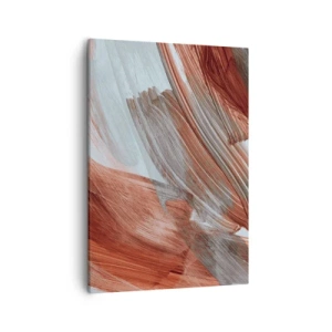 Cuadro sobre lienzo - Impresión de Imagen - Pinceladas abstractas en tonos cobre y gris. - 50x70cm - Abstracción otoñal y ventosa - Decoración de pared moderna para salón y dormitorio ARTTOR