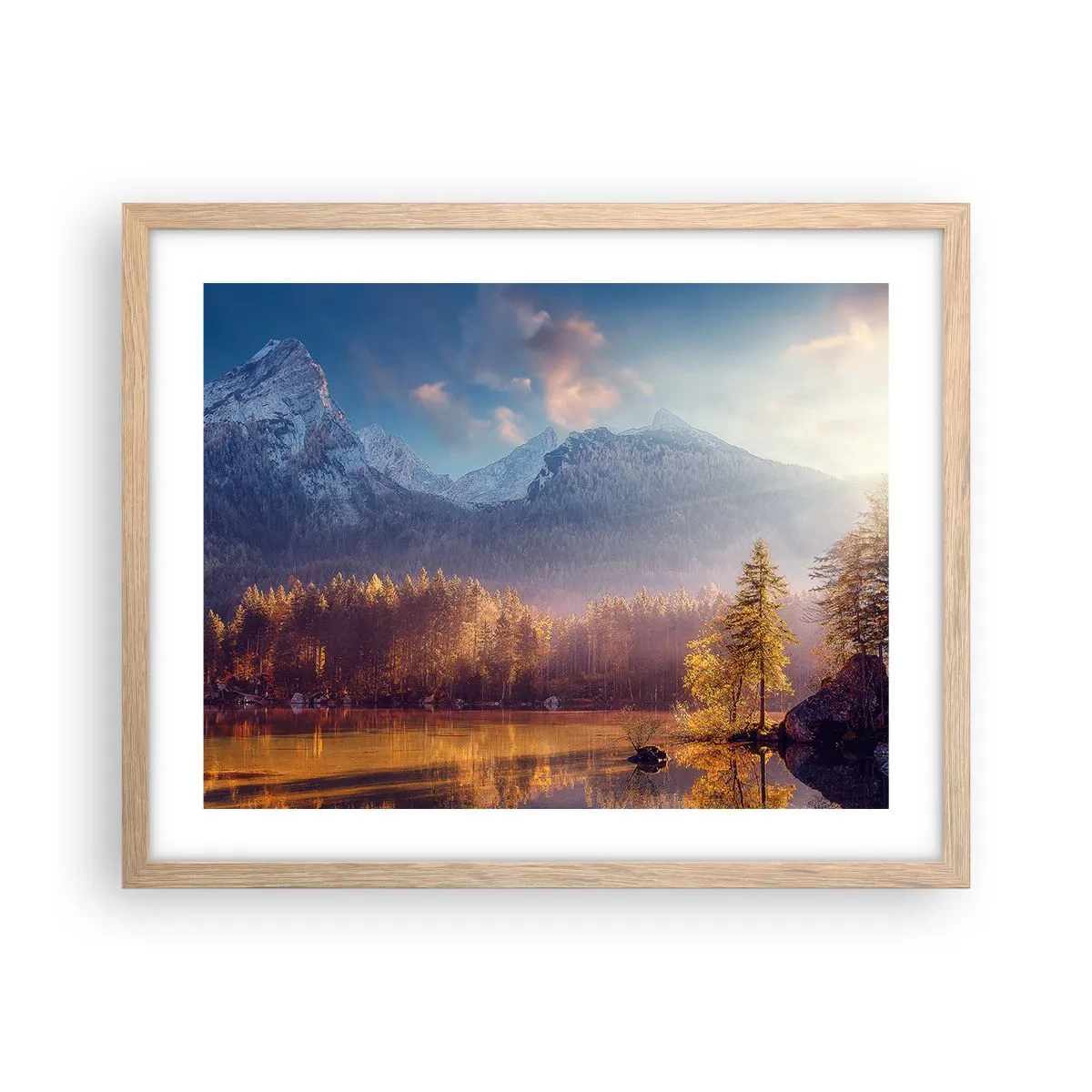 Póster en marco roble claro - Entre las montañas y los valles - 50x40 cm