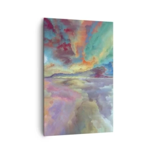 Cuadro sobre lienzo - Impresión de Imagen - Paisaje de nubes colorido en estilo abstracto. - 80x120cm - Dos cielos - Decoración de pared moderna para salón y dormitorio ARTTOR