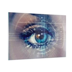 Cuadro sobre vidrio - Impresiones sobre Vidrio - Un ojo digital con temática de tecnología y datos futuristas - 100x70cm - Crees que me conoces - Decoración de pared moderna para salón y dormitorio ARTTOR