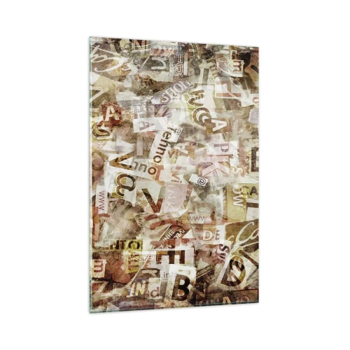 Cuadro sobre vidrio - Impresiones sobre Vidrio - Composición abstracta con letras y fragmentos de texto. - 80x120cm - Unificando el lenguaje - Decoración de pared moderna para salón y dormitorio ARTTOR