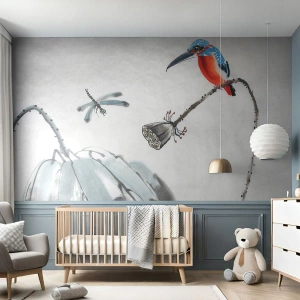 Fotomural Autadhesivo Deluxe Sticker - La vida de la pradera - Abstracción, Pájaro, Flor - 500x350 cm